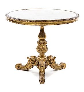 A Charles X Giltwood Gueridon Height 27 x diameter 32 1/2 inches.