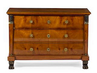 An Empire Gilt Bronze Mounted Cherry Commode Height 33 1/4 x width 49 1/2 x depth 23 1/4 inches.