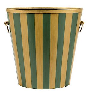 A Tole Waste Paper Basket Height 12 3/4 inches.