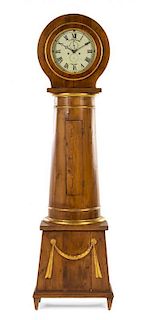 A Danish Parcel Gilt Pine Tall Case Clock Height 83 inches.