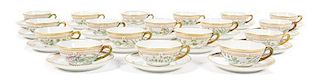 A Set of Eighteen Royal Copenhagen Flora Danica Teacups and Saucers Diameter of saucer 6 1/4 inches.