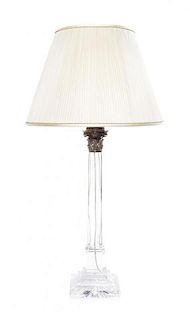 A Silvered-Metal Mounted Cut Glass Table Lamp Height overall 35 inches.