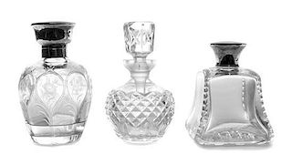 Three Glass Perfume Bottles Height of tallest 5 1/4 inches.