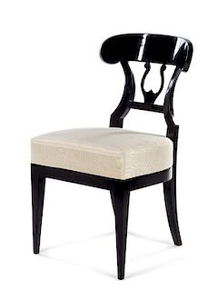 A Biedermeier Ebonized Fruitwood Side Chair Height 34 1/4 inches.