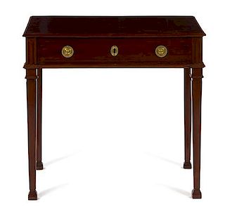 A George III Mahogany Side Table Height 30 x width 31 3/4 x depth 20 inches.