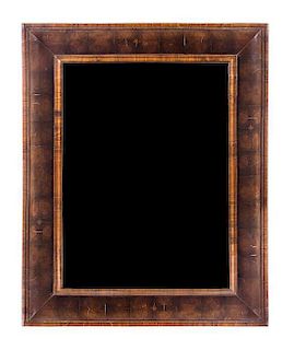 A William & Mary Oysterwood Veneered Mirror Height 39 1/4 x width 31 3/4 inches.