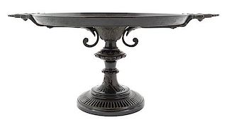 A Neoclassical Bronze Tazza Width overall handles 16 1/2 inches.