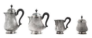 An Italian Silver Tea and Coffee Service Height of tallest 10 3/4 inches.