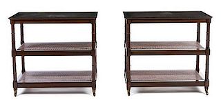 A Pair of Regency Style Mahogany Side Tables Height 27 1/4 x width 30 x depth 18 1/8 inches.