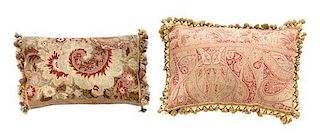 Two Throw Pillows Width of widest 20 inches.