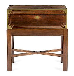 A Regency Brass Inlaid Rosewood Lap Desk Width 19 3/4 inches.