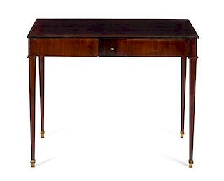 A Directoire Mahogany Game Table Height 29 1/4 x width 37 1/4 x depth 23 1/4 inches.