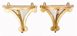 A Pair of Regency Style Giltwood Wall Brackets Height 9 1/2 inches.
