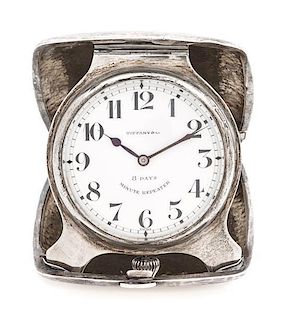 An American Silver Repeater Travel Clock Diameter of dial 2 3/8 inches.