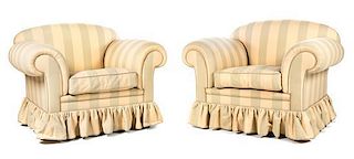 A Pair of Contemporary Upholstered Armchairs Height 34 inches.
