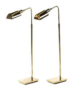 A Pair of Contemporary Brass Floor Lamps Height of first 41 1/2 inches.