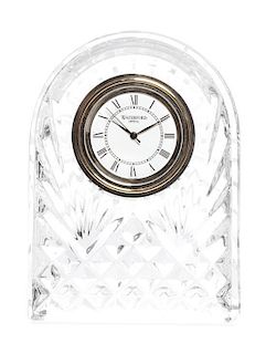 A Waterford Cut Glass Table Clock Height 3 1/2 inches.