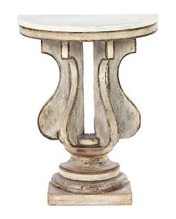 A Continental Painted Side Table Height 29 x width 22 1/2 x depth 12 1/2 inches.