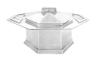 A Modernist Silver-Plate Soup Tureen and Cover Width over handles 16 3/8 inches.