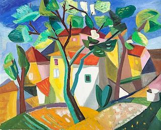 Albert Bertalan, (Hungarian, 1899-1957), Cubist House