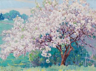 Gustave Cimiotti, (American, 1875-1969), Vermont Apple Tree in Bloom
