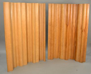 Pair of Eames room divider/dressing screens. ht. 68 in., wd. 57 in. each.
