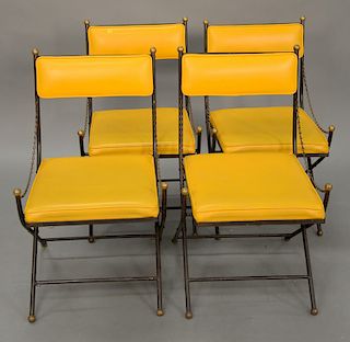 Four Campaign Wrought Iron chairs from 60's.