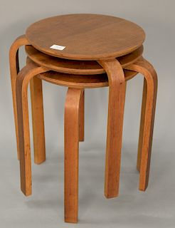 Three Alvar Aalto stacking stools. ht. 17 1/2 in., dia. 14 in.