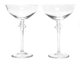 A Set of Eleven Lalique Champagnes Height 6 3/4 inches.
