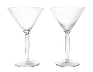 A Set of Six Lalique Cocktail Glasses Height 6 3/4 inches.