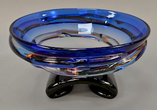 Murano art glass bowl, Marmiline? signed illegibly on bottom. ht. 8 1/2 in., dia. 15 1/2 in.
