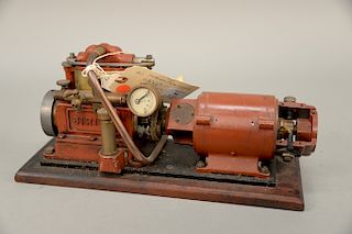 Steam engine, generator combination with pressure gauge 2 3/4" flywheel, lg. 15 3/4 in.