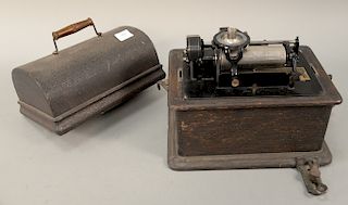 Thomas Edison cylinder phonograph model C 5314503 with large horn. ht, 11 in., wd. 12 in.
