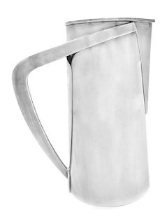 An Italian Silver-Plate Water Pitcher Height 11 inches.