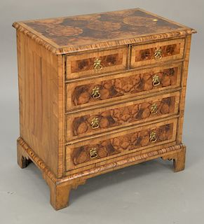 Contemporary inlaid veneer two over three drawer chest. ht. 30 in., wd. 30 in.