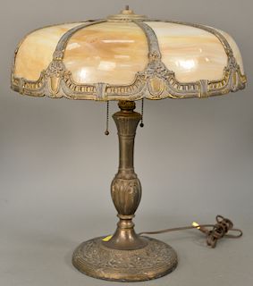Panel shade table lamp (missing finial). ht. 19 in.