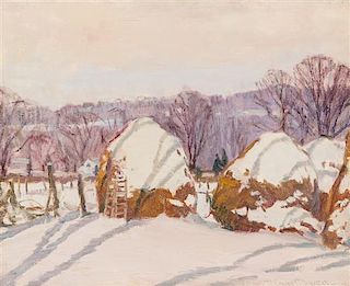Robert Emmett Owen, (American, 1878-1957), Haystacks in Winter