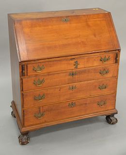 Cherry Chippendale desk with ball and claw feet, 18th century. ht. 42 in., wd. 36 in.
