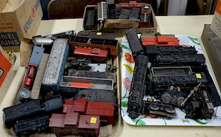 Group of trains to include Marx train set, seven pieces, five engines, train parts, approximately fifteen cars.