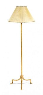 A Contemporary Gilt Metal Floor Lamp Height overall 61 inches.