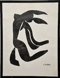 Henri Matisse (1869-1954), lithograph, "The Hair" large black and white, signed in plate H. Matisse. 62" x 48" Provenance: From an estate in Lloyd Har