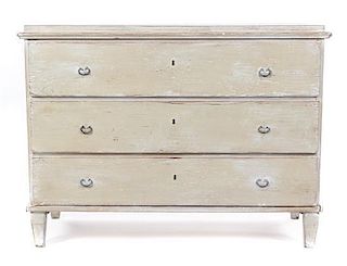 An American Painted Chest of Drawers Height 32 1/2 x width 45 x depth 20 inches.