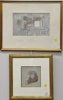 Two framed pieces to include Fidelia Bridge (1834-1923), watercolor gouache, Gravestone Study, unsigned, having The Connecticut Gall...