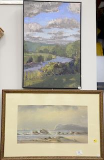 Four framed paintings including Edgar Miner (1915-2003), oil on board, landscape Scotland, signed lower right: E. O. Miner, 8" x 10"...