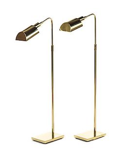 A Pair of Brass Floor Lamps Height 41 1/2 inches.