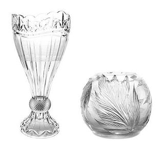 Two Molded Glass Vases Height of tallest 16 inches.