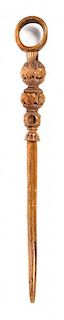 A Folk Art Carved Wood Walking Stick Height 41 inches.