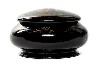 A Russian Lacquered Box Diameter 3 3/8 inches.