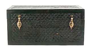A Green Painted Table Casket Width 18 inches.