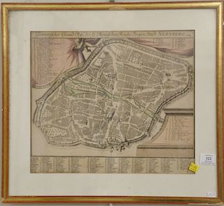 Nürnberg Geometrischer Grund Rits Romischen Stadt hand colored engraved map, 14'' x 15 3/4''
